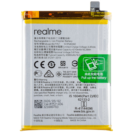 Battery Realme 6 / 6S / 6 Pro, BLP757, Service Pack 4903663 