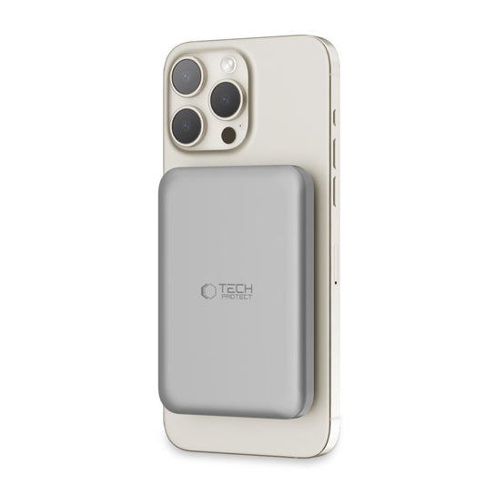 External Wireless Battery Tech-Protect PB10 LifeMag, 5000mAh, 15W, PD + FQI, 1 x QI - 1 x USB-C, Grey 