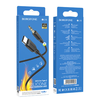 Audio Cable 3.5mm - USB-C Borofone BL18, 1m, Black 