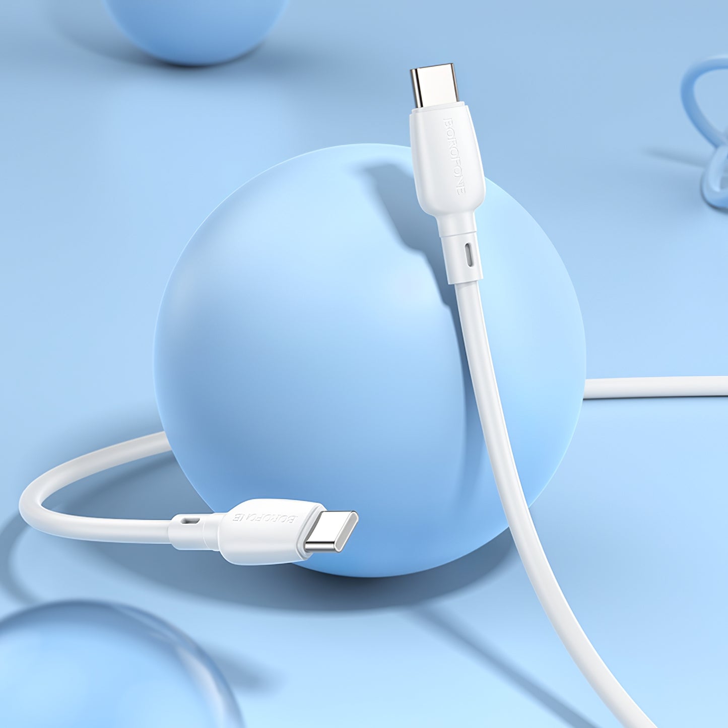 USB-C Data and Charging Cable - USB-C Borofone BX93, 60W, 1m, White 