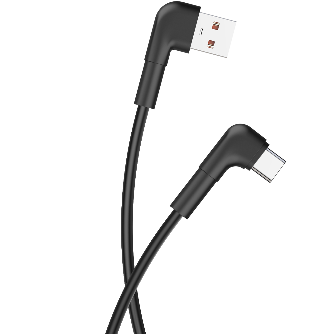 USB-A to USB-C Data and Charging Cable MaXlife MXUC-09 Angled, 20W, 1m, Black 